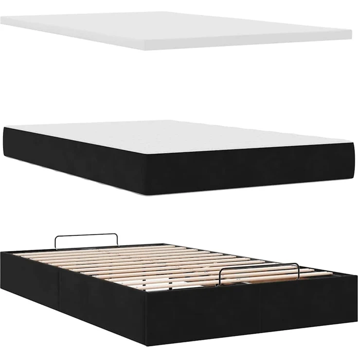 vidaXL Ottomane Bett mit Matratze & LEDs Schwarz 120x190 cm Samt 3312538 – Bild 7
