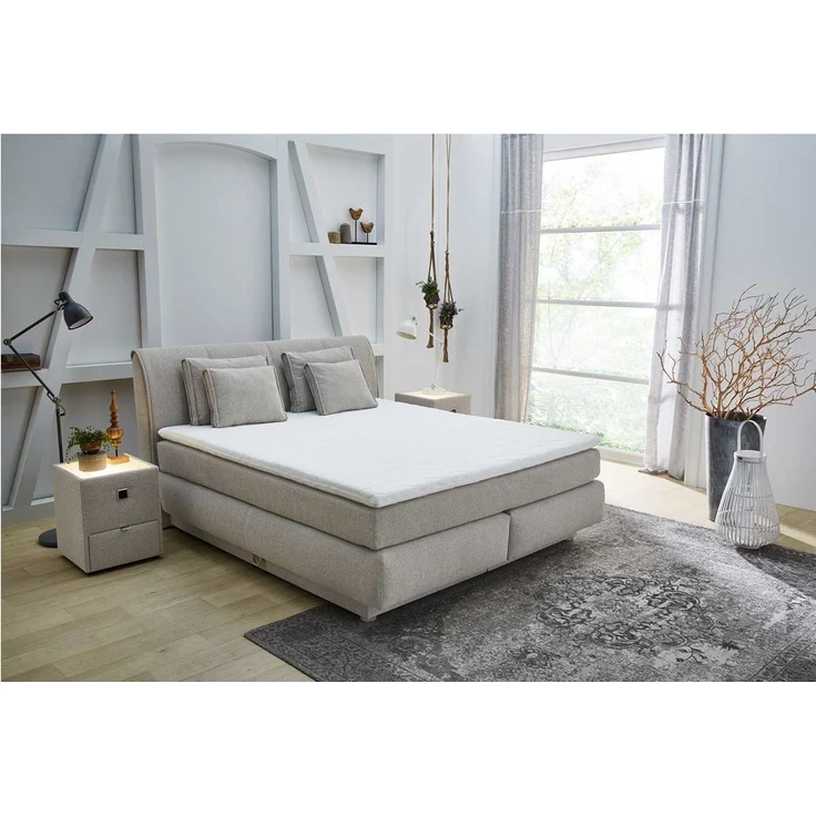 'Carla' Boxspringbett, Stoff beige, 180x200 cm – Bild 2