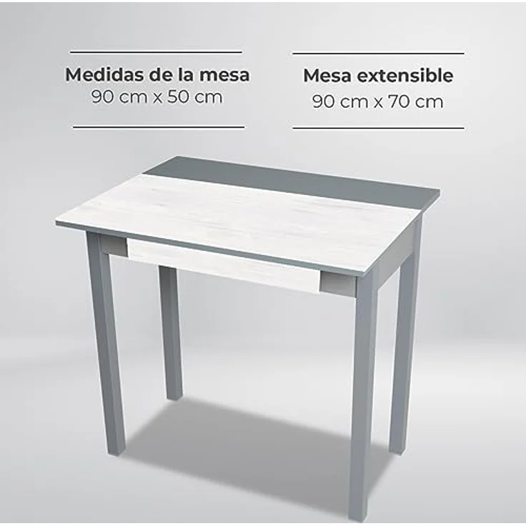 ASTIMESA Küchentisch, Nebel, 90 x 50 cm, verlängert 90 x 70 cm – Bild 7