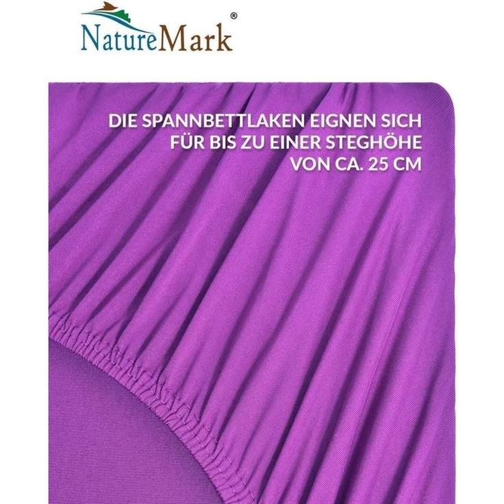 NatureMark - Mikrofaser SPANNBETTLAKEN zum Sparpreis! viele Größen und Farben Markenware (180x200-200x200 cm, lila) – Bild 3