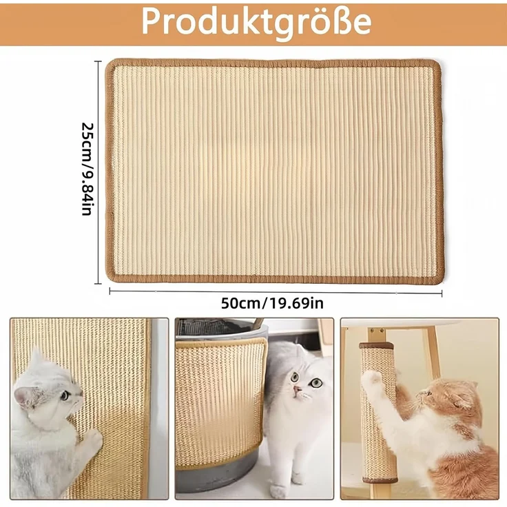 FOUORTUNATE-BEE Kratzmatte Sisal Katzenkratzmatte 2er-Set 25×50 cm, (2-tlg), Schützt Sofa, Boden und Wand vor Kratzspuren – Bild 2