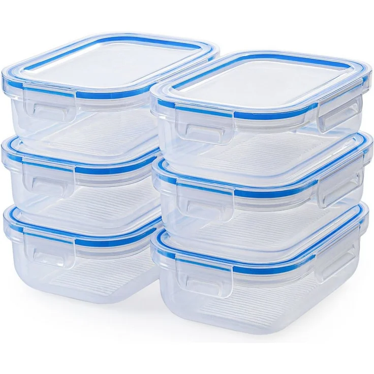 KONZEPT Frischhaltedose Set 1L mit Deckel,Kühlschrank Organizer Transparent, (6-tlg), Stapelbar, Lunchbox Auslaufsicher lebensmittelechtem Kunststoff – Bild 1