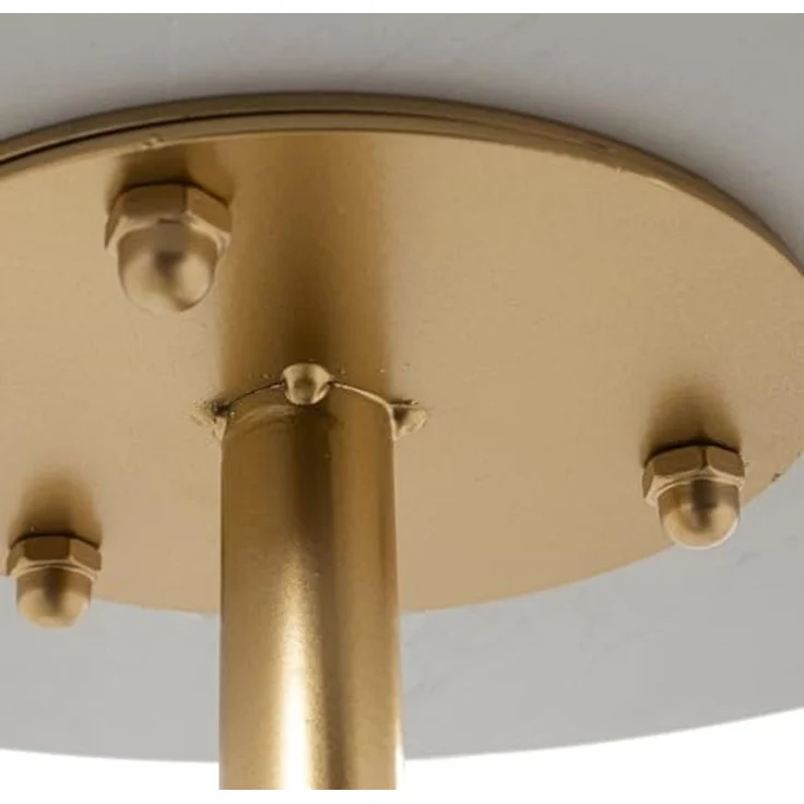 DRW Runder Beistelltisch aus Marmor und Metall in Weiß und Gold, 35x60 cm, 35x60 cm – Bild 2