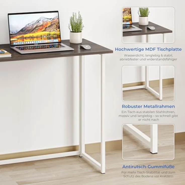 Dripex Faltbar Tisch Schreibtisch Computertisch für Homeoffice Arbeitszimmer Klappbar PC Tisch (Dunkel Oak, Keine Montage) – Bild 8