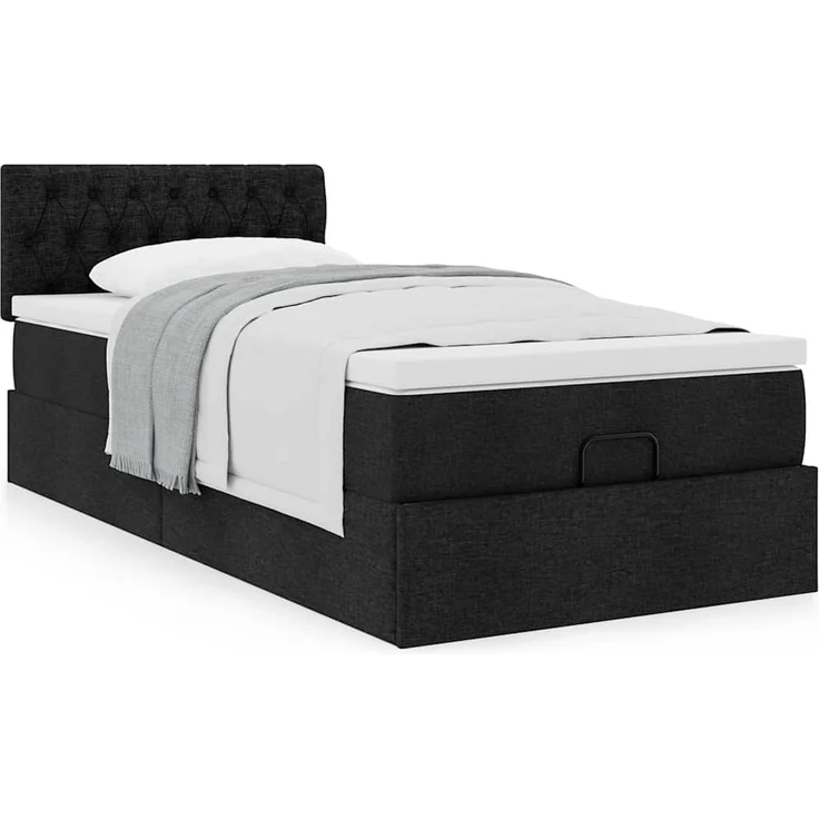 vidaXL Ottoman-Bett mit Matratze Schwarz 100x200 cm Stoff 3311520 – Bild 12