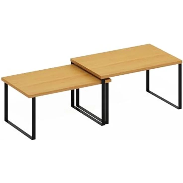 Furinno Ravel Mehrzweck erweiterbare, stapelbare Küchenarbeitsplattenregale, 2er-Set, Buche/Schwarz – Bild 6