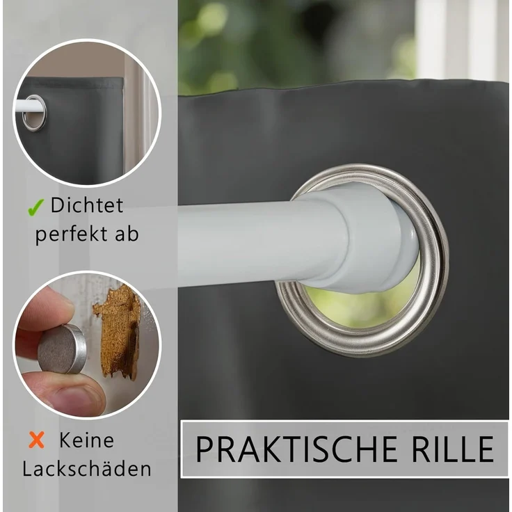 tinycurtains Türvorhang mit Stange weiß 70-120 cm Thermo Vorhang ohne Bohren, blickdicht, Ösen, verdunkelnd, Polyester, blickdicht, Anthrazit Nebula, Türgardine mit Klemmstange verdunkelnd – Bild 4