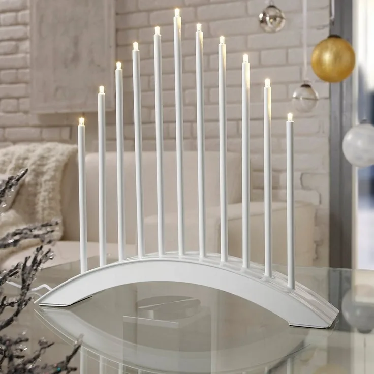 MeLiTec Fensterleuchter SL20-1, warmweiß, LED, Lichterbogen, Schwibbogen, Advent, Weihnachtsleuchter, Stimmungsleuchte, Brücke, Weiß, XMAS