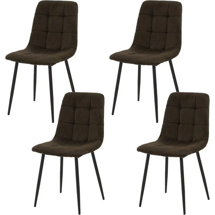 HTI-Living Esszimmerstuhl Esszimmerstuhl Mesa Cordstoff Braun (Set, 4 St), Polsterstuhl mit schwarzen Metallbeinen
