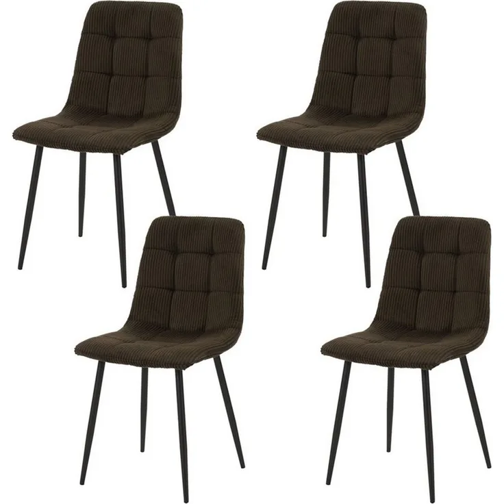HTI-Living Esszimmerstuhl Esszimmerstuhl Mesa Cordstoff Braun (Set, 4 St), Polsterstuhl mit schwarzen Metallbeinen