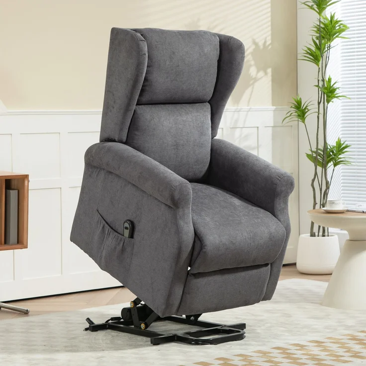 Rayofly-Relaxsessel mit Aufstehhilfe und Liegefunktion, bis 200 kg, Dunkelgrau, H 111 cm x T 74 cm x B 94 cm – Bild 3