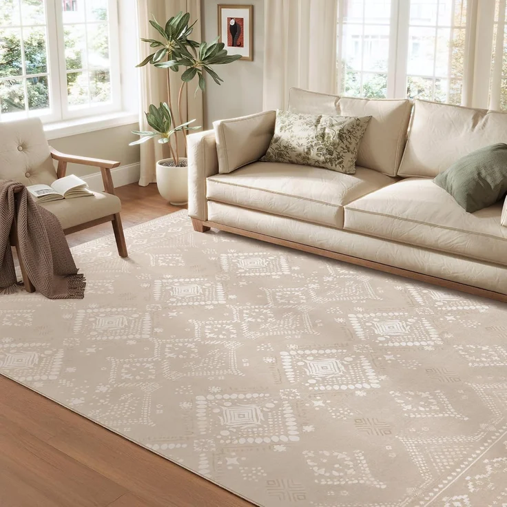SONGMICS HOME Boho Teppich, 200x290 cm, Schlafzimmer Teppich, Wohnzimmerteppich, rutschfesterteppich, waschbarerteppich, flauschig, Dekoration, für Wohnzimmer, cappuccinobeige TAR214L01