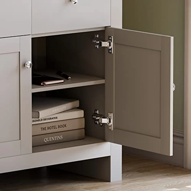 Vida Designs Arlington Sideboard mit 2 Schubladen und 2 Türen Schrank Anrichte Aufbewahrung MDF Möbel Grau – Bild 6