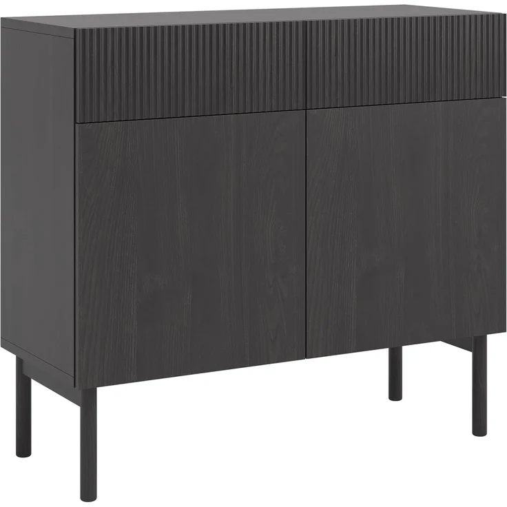 Selsey 'Nolie' Sideboard 2-türig mit 2 Schubladen, Holzoptik Esche schwarz, ca. 91 x 100 x 38 cm – Bild 1