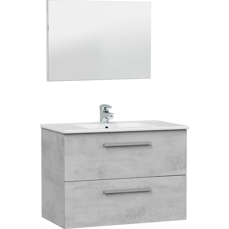 Badezimmer-Set >ARUBA< in Beton-Grau - 80x57x45 (BxHxT)