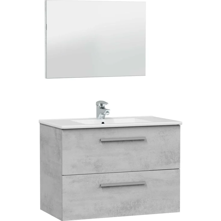 Badezimmer-Set >ARUBA< in Beton-Grau - 80x57x45 (BxHxT) – Bild 1