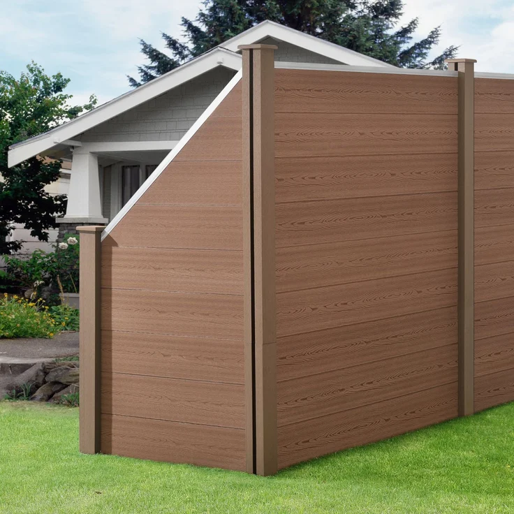 WPC Gartenzaun mit Schrägelement 183x973 cm braun [neu. holz] – Bild 6