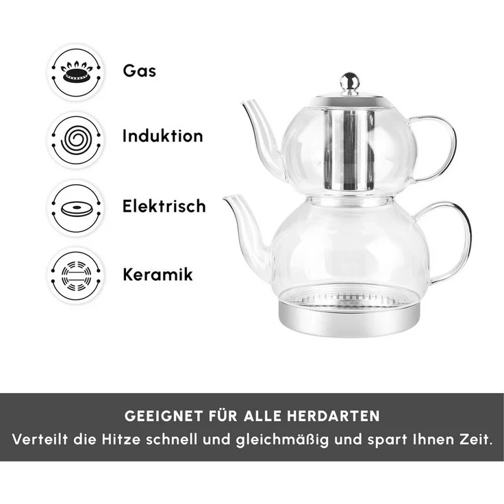 Karaca Teekanne Karaca Pandora Glas Teekanne Turkische Teekocher Wasserkocher – Bild 2