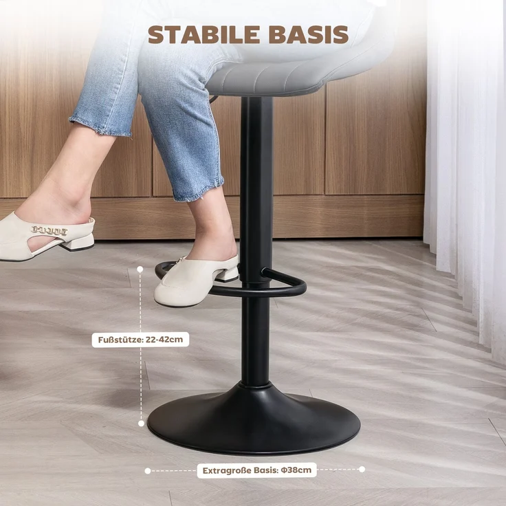 Barhocker 2er-Set im Retrodesign, mit Fußstütze, höhenverstellbar, 43 cm x 49,5 cm x 111 cm--Dunkelgrau--111x49.5x43cm--YOUDENOVA – Bild 9