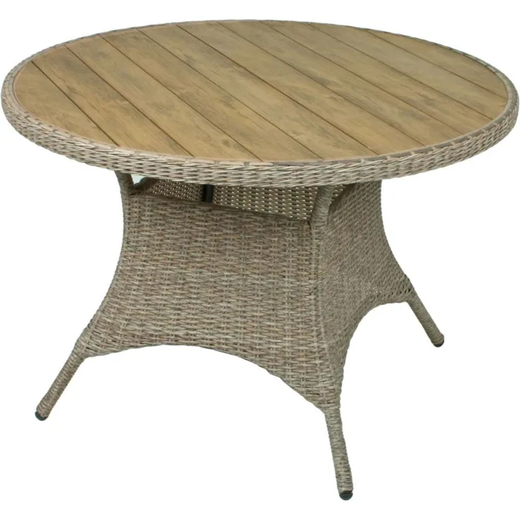 Garden Pleasure Gartentisch BASTIA rund mit Nonwood Platte in Teak-Look Ø 100 cm Natur