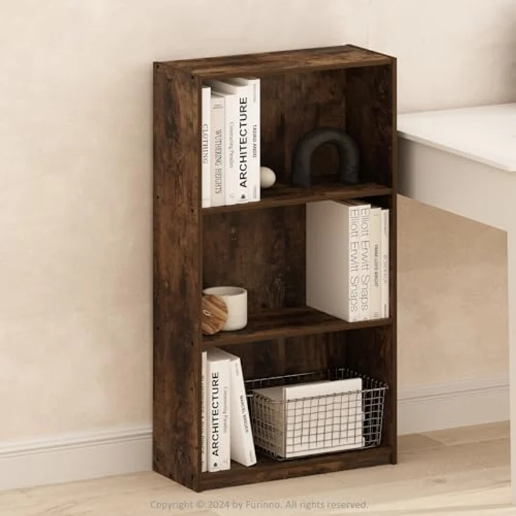Furinno Basic 3-stufiges Bücherregal mit Aufbewahrungsregalen, Bernsteinkiefer – Bild 3