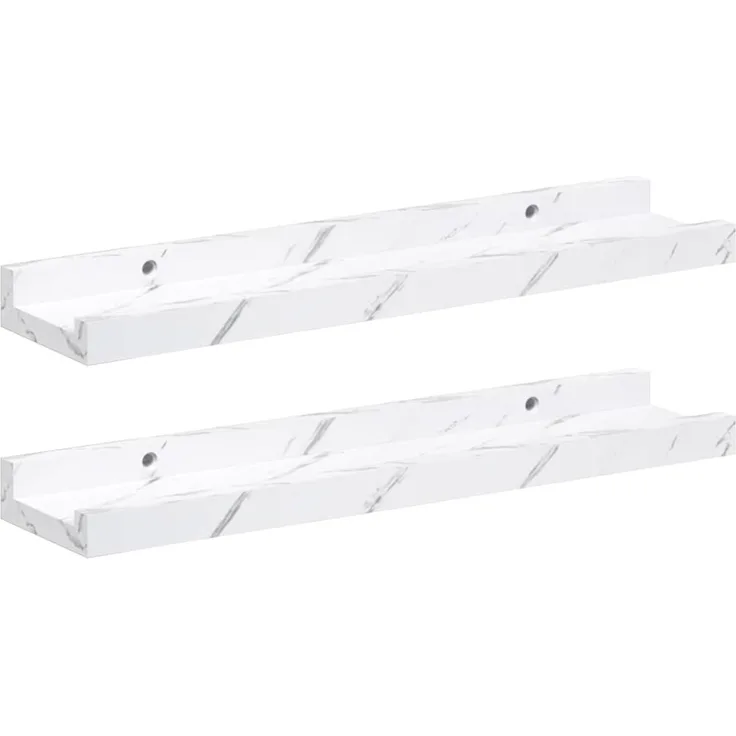 2er-Set Wandregale, Hängeregale Weiß Marmor 40 x 9 x 3 cm Holzwerkstoff de5768