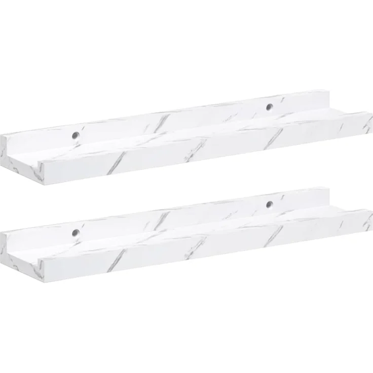 2er-Set Wandregale, Hängeregale Weiß Marmor 40 x 9 x 3 cm Holzwerkstoff de5768 – Bild 1