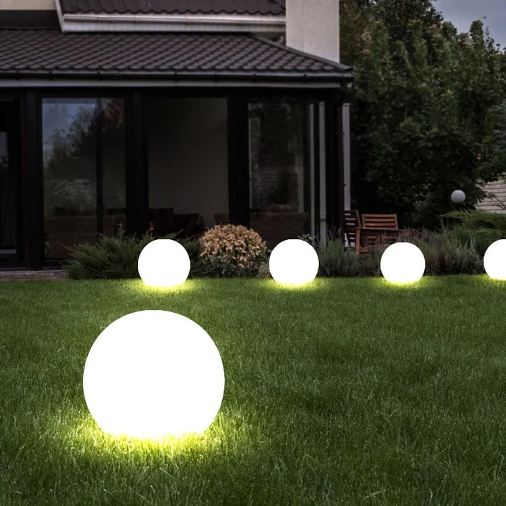 5er Set LED Solarkugel weiß, Erdspieß, DxH 10x38 cm – Bild 3