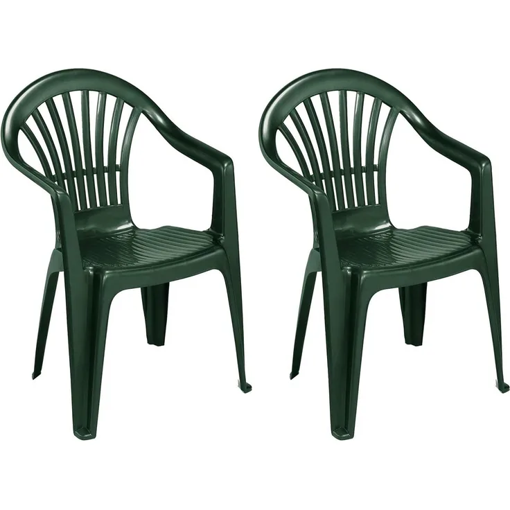 2er Stapelstuhl Bistrostuhl Gartenstuhl MOJAWO ALTEA Grün Kunststoff