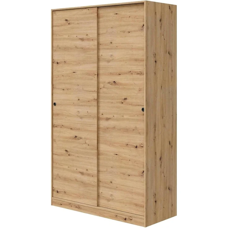 Dmora - Kleiderschrank 2 Türen Waterbury, Schlafzimmerschrank, Schrank mit 4 Regalen und Kleiderstange, 120x50h200 cm, Nodi-Eiche