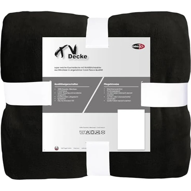 Wohndecke TV Decke Kuscheldecke Sofadecke Fleece 150x200cm schwarz, CelinaTex, allergikergeeignet,bügelfrei,dezenter Glanz,kuschelweich,mollig warm – Bild 4