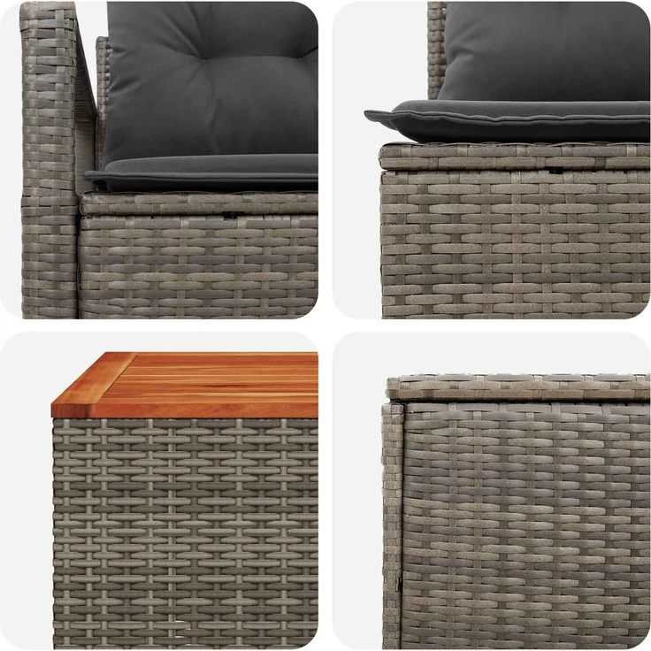 vidaXL Sofa Set 6 stk. Grau und Dunkelgrau Polyrattan und Stahl 3447246 – Bild 8
