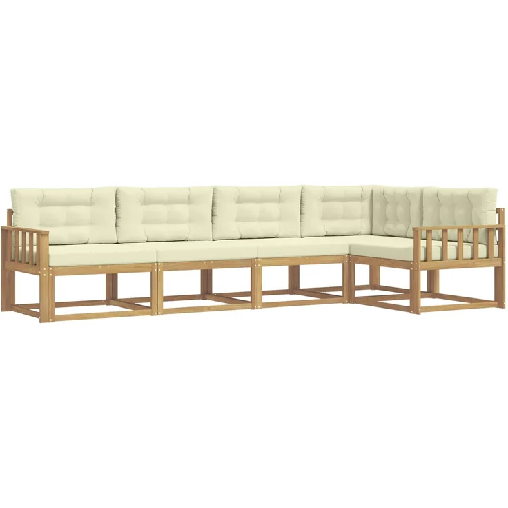vidaXL Outdoor-Sofagarnitur 5 stk. 5-Sitzer Weiß und Creme 3386439 – Bild 2