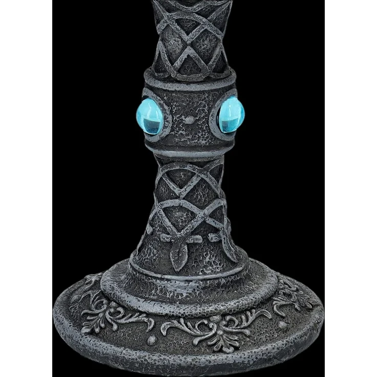Figuren Shop GmbH Becher Gothic Kelch - Nacht Wolf mit blauen Schmucksteinen - Becher Fantasy, Kunststein (Polyresin), Edelstahl – Bild 6
