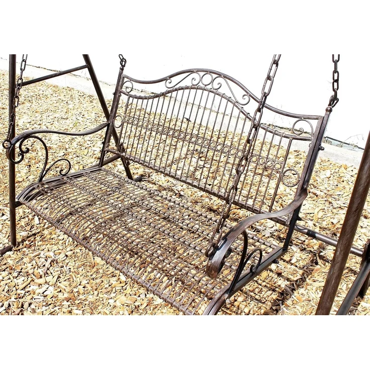DanDiBo Hollywoodschaukel 2 Sitzer Metall Antik Gartenschaukel 082505 Schaukelbank Schmiedeeisen Bank Outdoor Wetterfest – Bild 3
