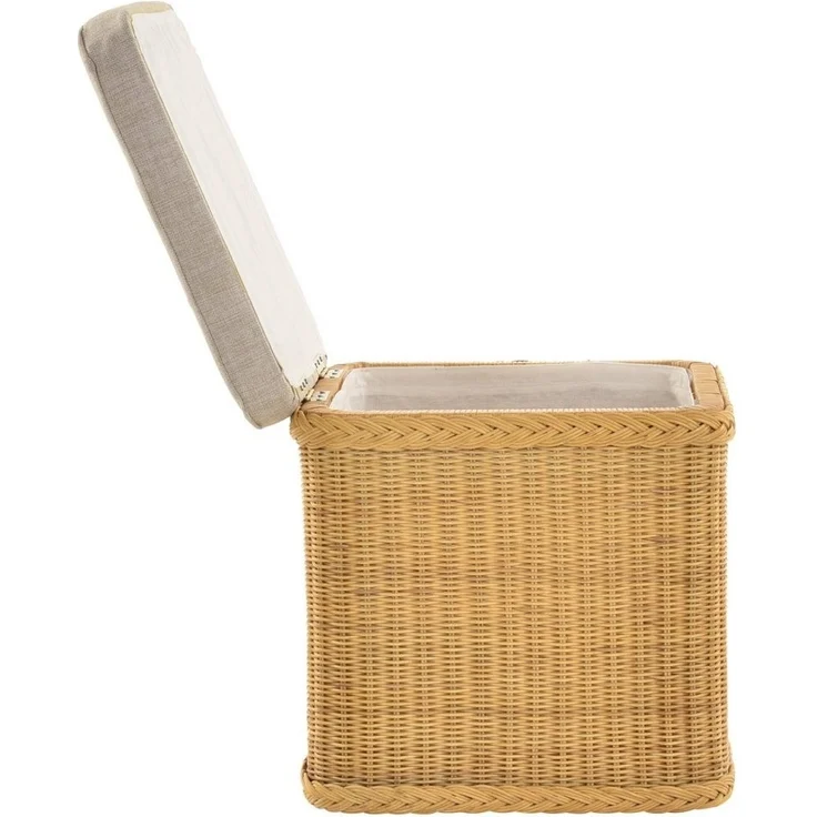 Krines Home Sitztruhe Rattan Wäschekorb Quadratisch Wäschetruhe Sitz gepolstert Flur-Bank, Aufbewahrungsbox mit Deckel Bad-Hocker Sitzhocker Wäschesammler – Bild 3