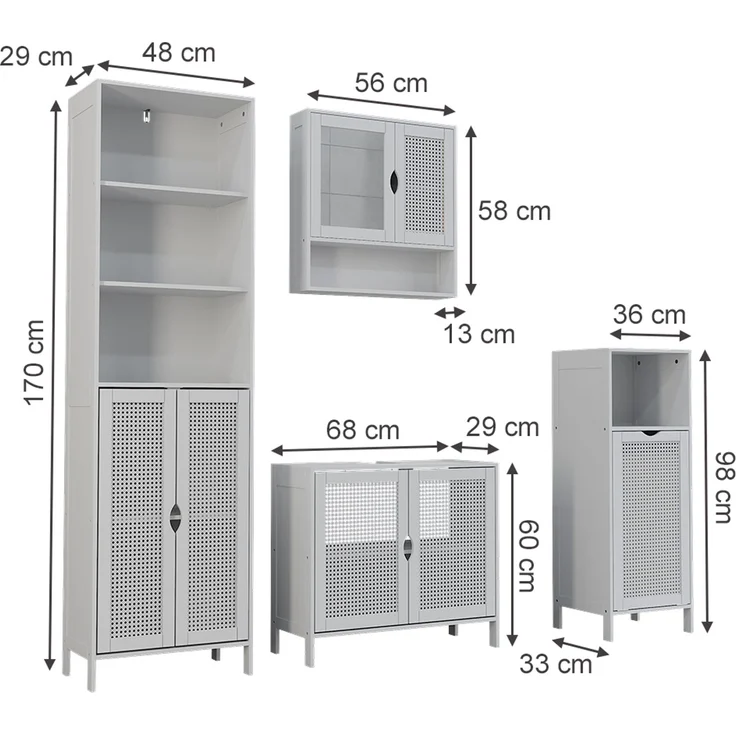 Badmöbel-Set Liora Weiß 4-teilig Vicco – Bild 2