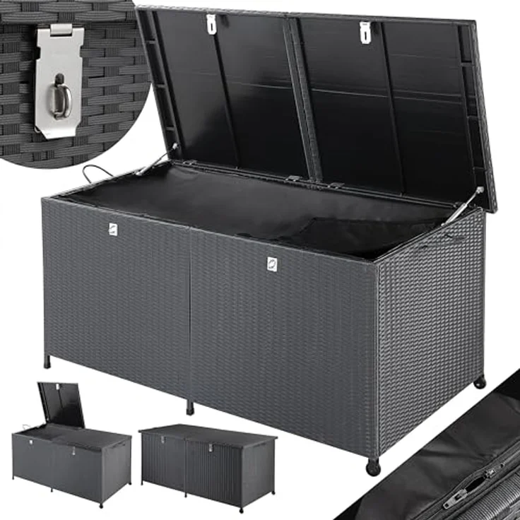 Casaria Auflagenbox (1 St), XXL Polyrattan Wetterfest 625L UV-beständig Rollen Wintergarten – Bild 1