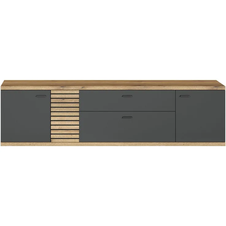 TV-Lowboard Norris in grau und Eiche Evoke 200 cm