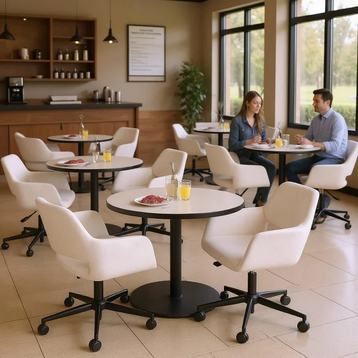FurnitureR Beige Stuhl, Moderner Stil, Chenille Polsterung, Ergonomisches Design, Höhenverstellbar, Drehbares Büro-Möbelstück, Gepolsterter Komfort, Flexibel Verwendbar, Glatte Rollen