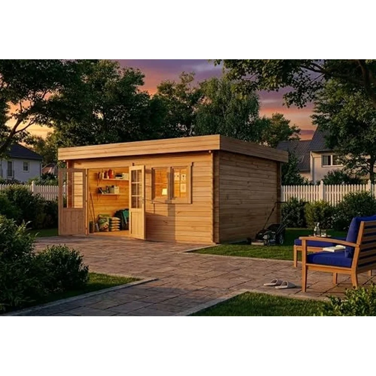 Alpholz Gartenhaus Spree B Gartenhaus aus Holz Holzhaus mit 28 mm Wandstärke Blockbohlenhaus mit Montagematerial – Bild 3