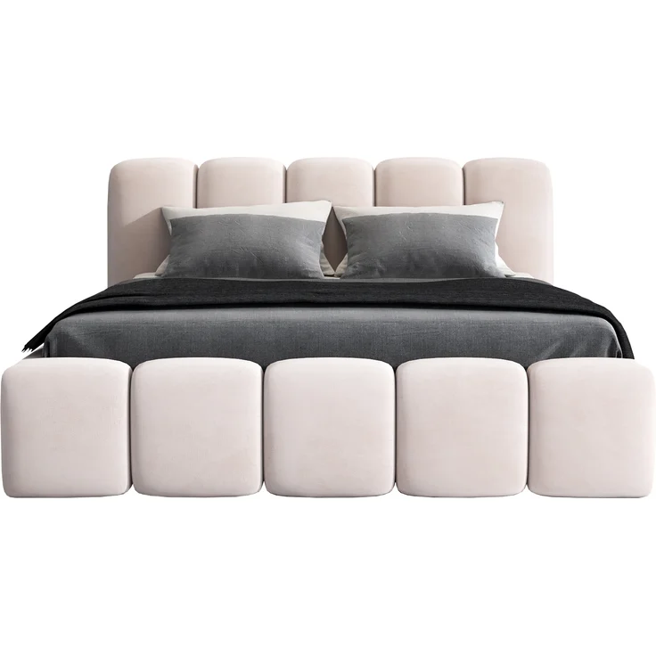 A&J MöbelLand 'Sonic' Polsterbett, Polyester, Beige, 120 x 200, mit Matratze, mit Lattenrost, mit Bettkasten – Bild 2
