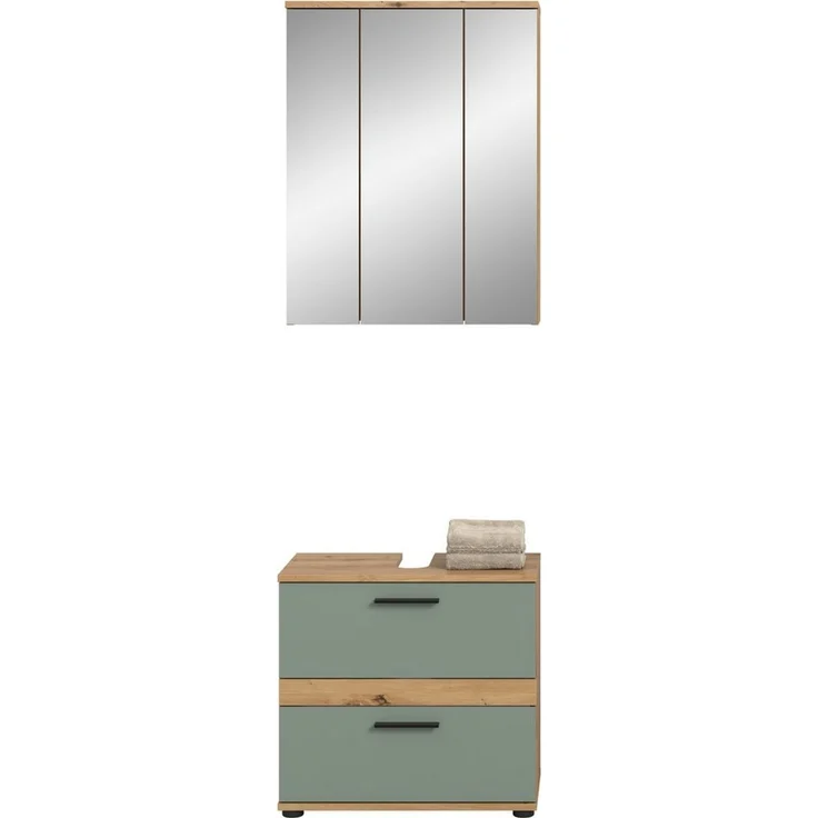 welltime Badmöbel-Set Lucca, bestehend aus: 1x Waschbeckenunterschrank & 1x Spiegelschrank, (Set, 2-St) – Bild 3