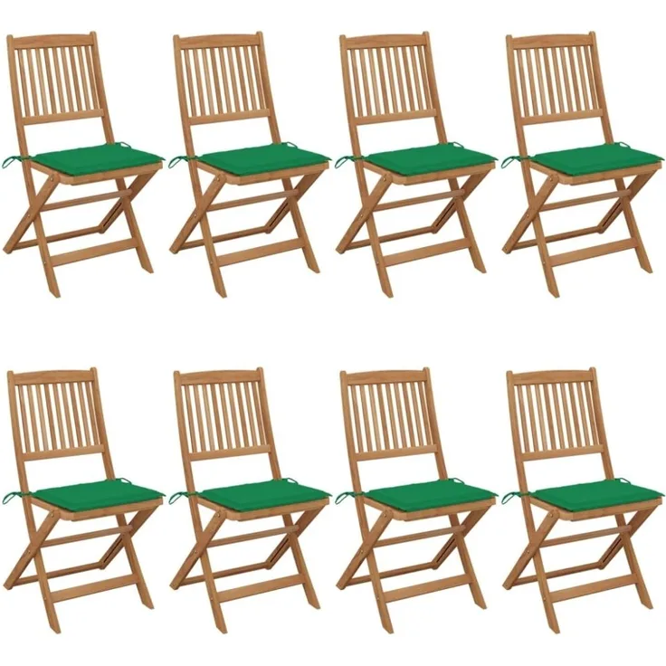 Klappbare Gartenstühle 8 Stk. mit Kissen Massivholz Akazie