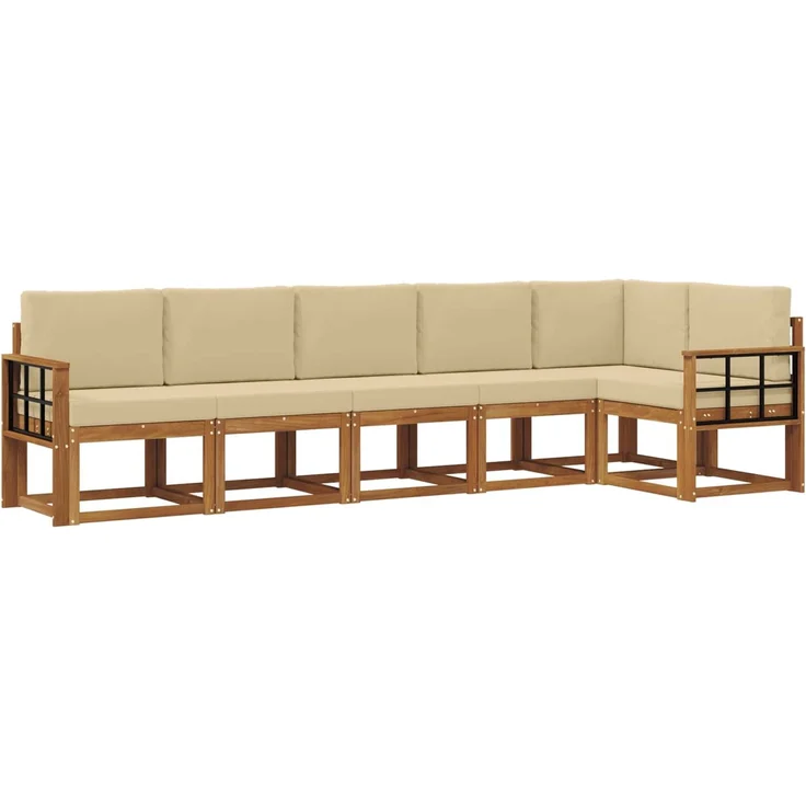 vidaXL Outdoor-Sofagarnitur 6 stk. 6-Sitzer Natur und Beige 3366476 – Bild 2