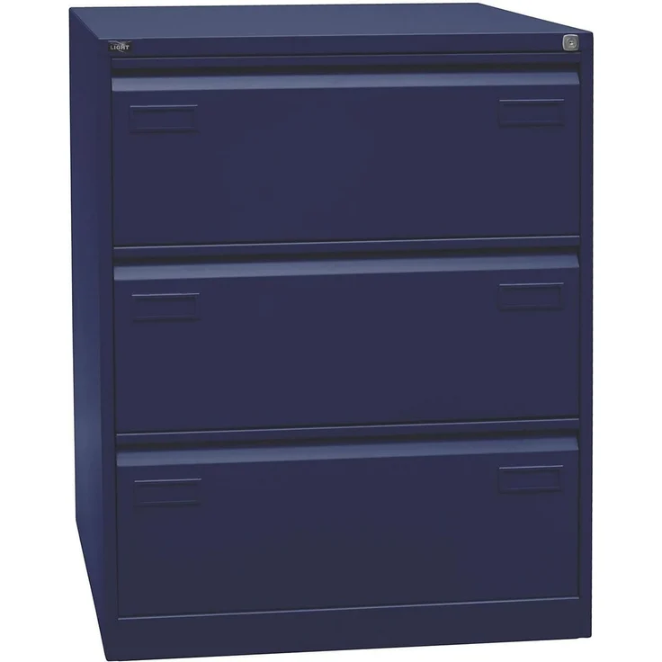 Bisley LIGHT Hängeregistraturschrank, doppelbahnig, DIN A4, 3 HR-Schubladen, Farbe oxfordblau – Bild 1