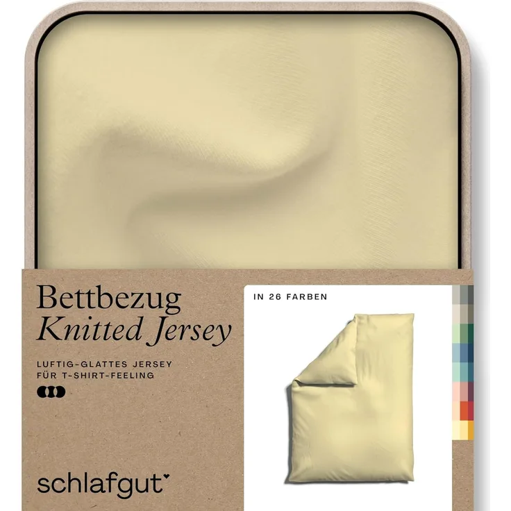 Schlafgut Knitted Jersey Bettwäsche | Bettbezug einzeln 155x220 cm | yellow-mid