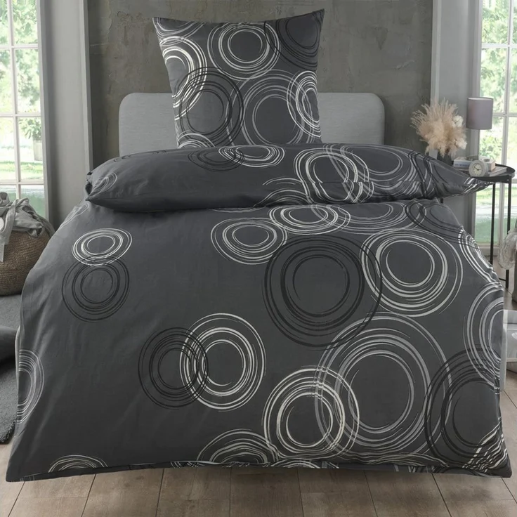 Malika Bettwäsche 155x220 + 80x80 cm atmungsaktiver Baummwoll Renforce Bettbezug, Renforce Baumwolle, 2 teilig, Für Allergiker geeignet, pflegeleicht, angenehm weicher Stoff – Bild 1