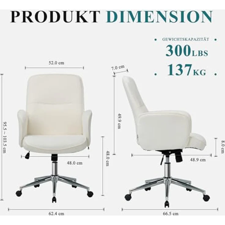 COLAMY High Back Shell-förmigen Bürostuhl, Moderne ergonomische Home Computer Schreibtischstuhl mit Einstellbarer Höhe, Swivel Rolling Lounge Task Chair für Erwachsene Arbeiten/entspannen, Beige – Bild 3