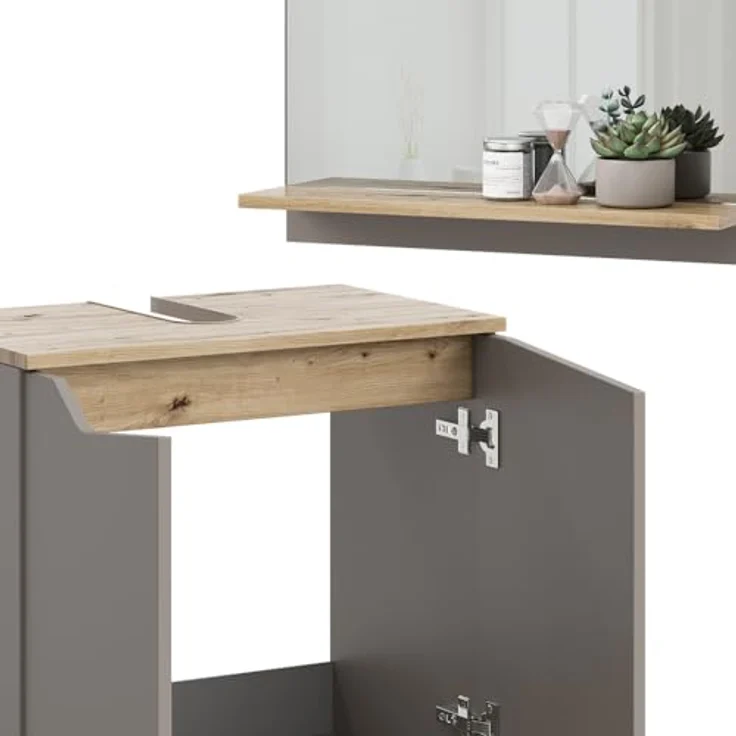 Badmöbel-Set Marelle Greige 2 Teile Vicco – Bild 7